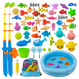 Kiditos 60 PCS Magnetic Fishing Toys Game Set