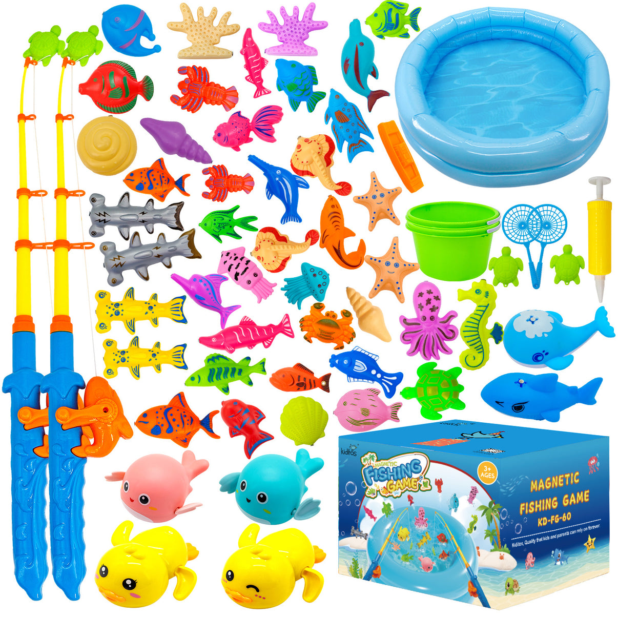 Kiditos 60 PCS Magnetic Fishing Toys Game Set (FG-60)