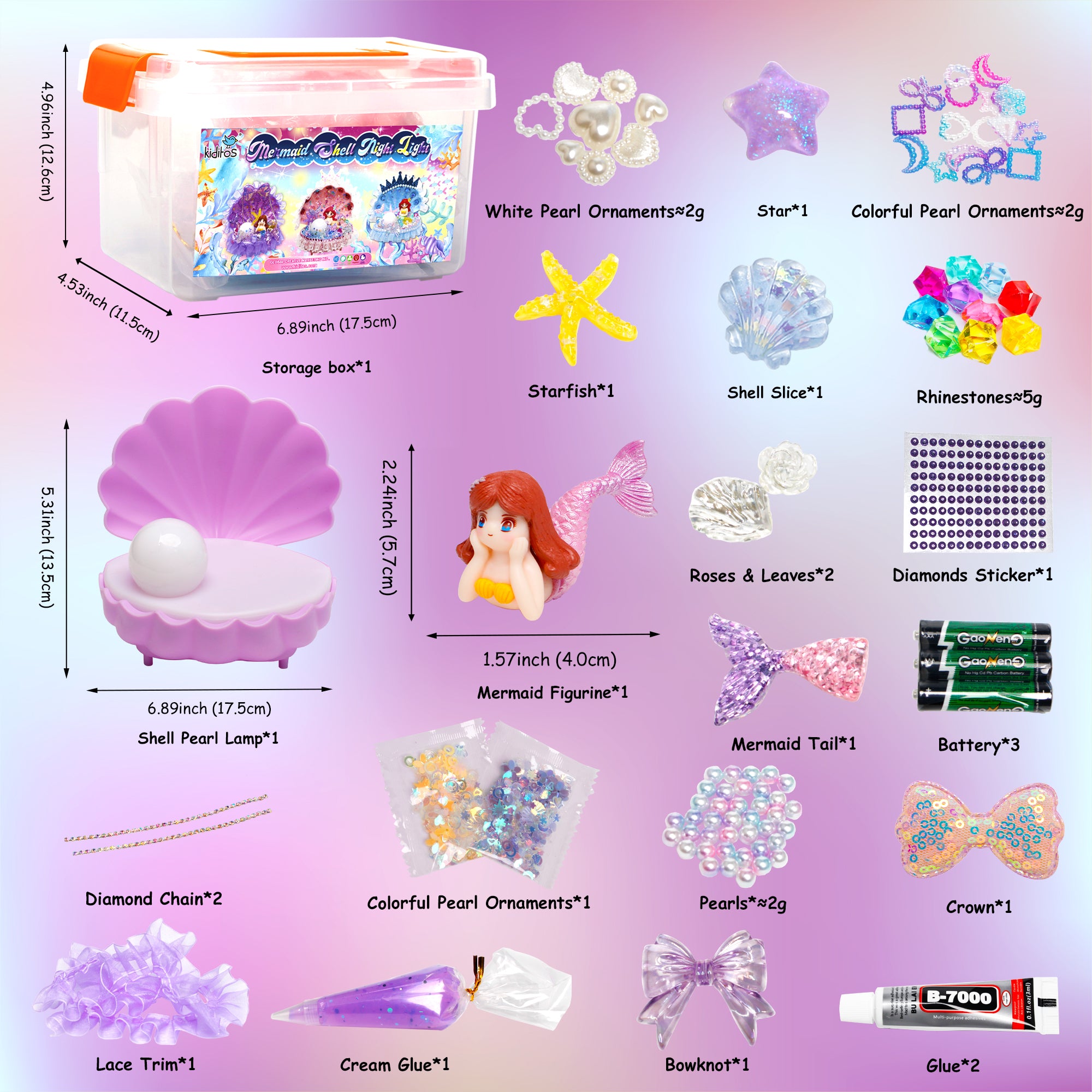 Purple Mermaid Shell Night Light (MSNL-PURPLE) – Kiditos