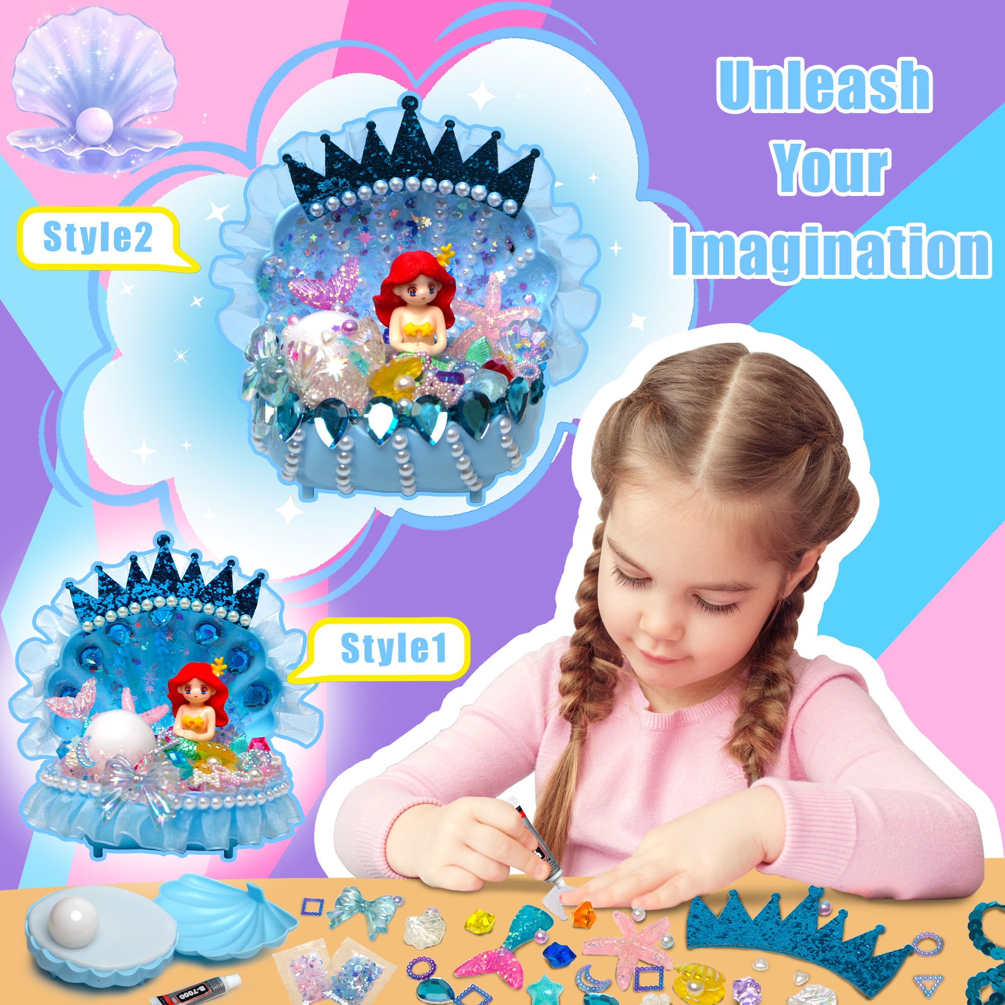 Blue Mermaid Shell Night Light （MSNL-BLUE） – Kiditos