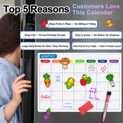 Kiditos Magnetic Refrigerator Calendar Planner Set, 3 Boards