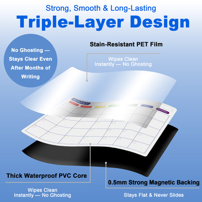 Kiditos Magnetic Refrigerator Calendar Planner Set, 3 Boards