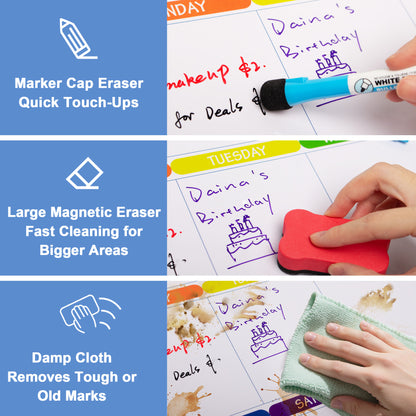 Kiditos Magnetic Refrigerator Calendar Planner Set, 3 Boards