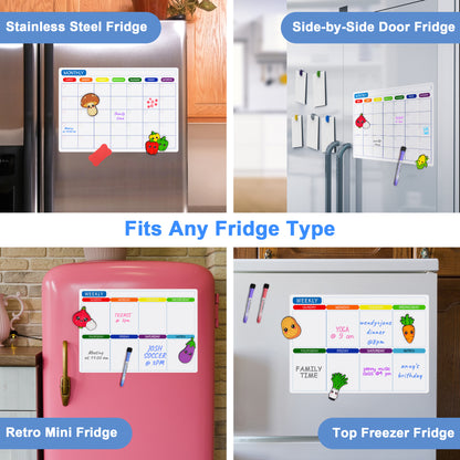 Kiditos Magnetic Refrigerator Calendar Planner Set, 3 Boards