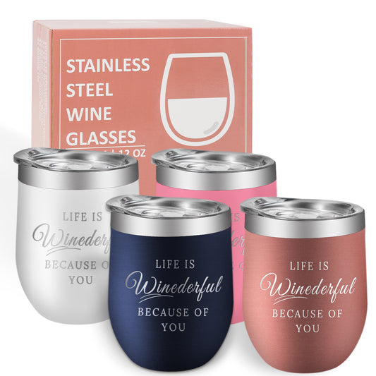 Stainless Steel Wine Tumbler 4 Pack