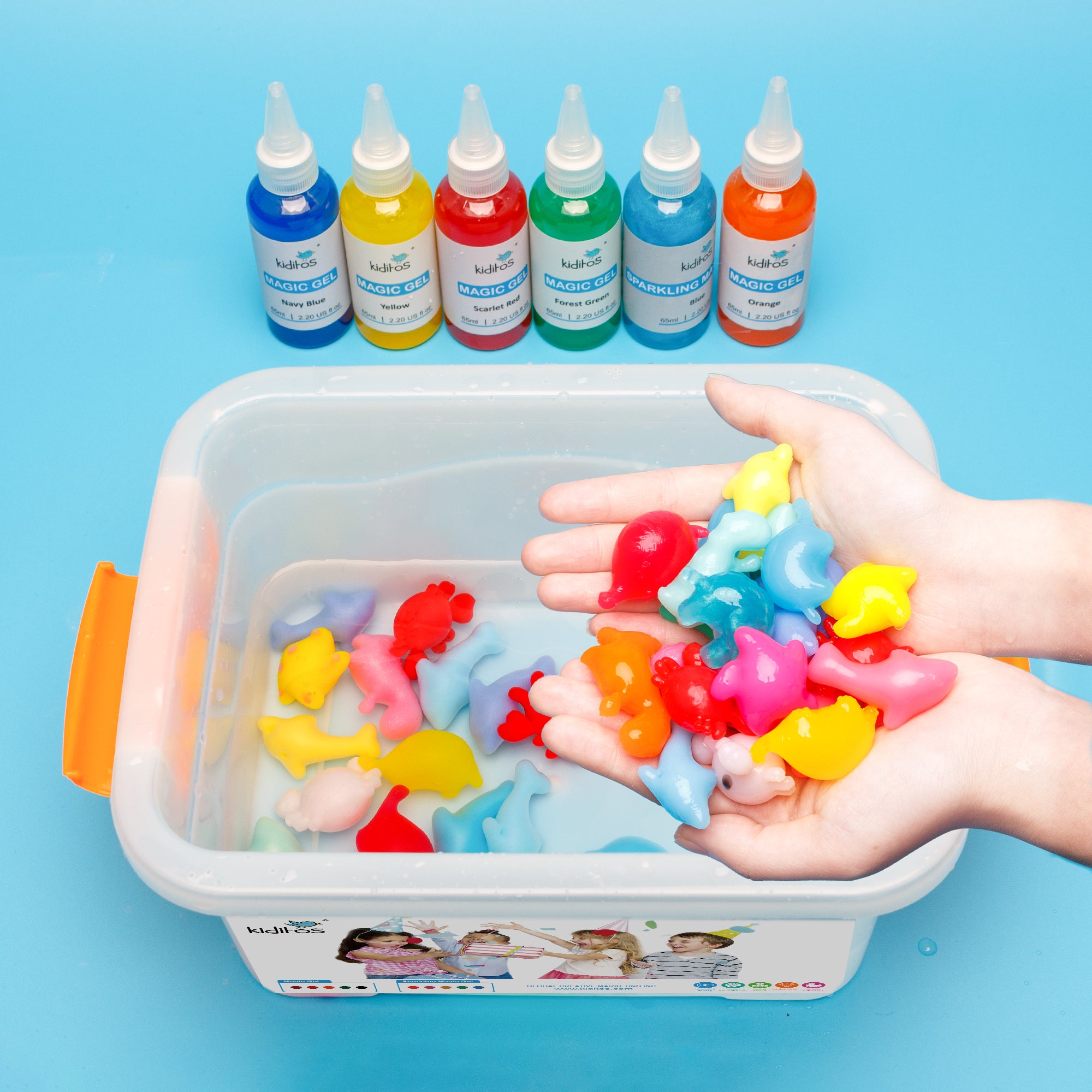Kiditos 10 Colors Magic Water ELF Toy Kit,Including 5 Colors Magic Gel,5 Colors Sparkling Magic Gel,6 Sea Creatures Molds,3D Handmade DIY Water Toy,Aqua Fairy Toy Set,Arts&Crafts Water Spirt Toy Set 10 Colors-Animal