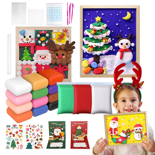 Kiditos Christmas 3D Ultra Light Air-Dry Modeling Clay Picture Frame Painting Kit (MC-Christmas))