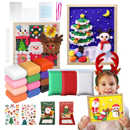 Kiditos Christmas 3D Ultra Light Air-Dry Modeling Clay Picture Frame Painting Kit