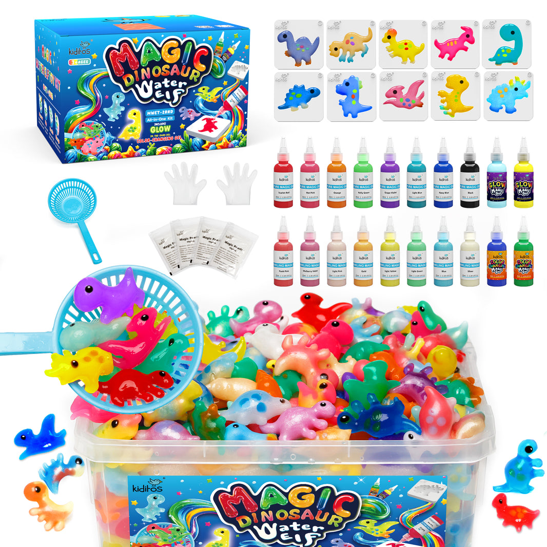 Kiditos Magic Water Elf Kit, Dinosaur Theme, 20 Colors
