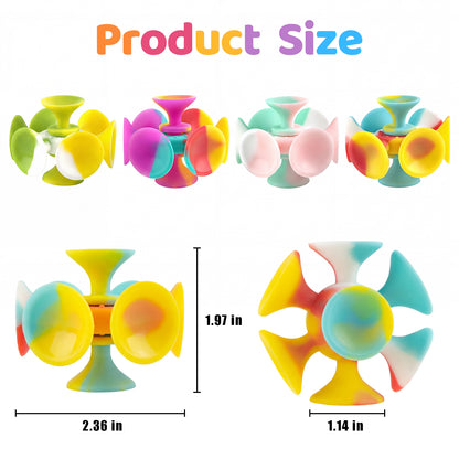 Kiditos Super Sensory Fidget Toys, Suction Cup Fidget Spinner, 4 Pack