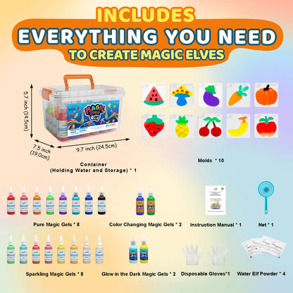 Kiditos Magic Water Elf Kit, Fruit & Vegetable Theme, 20 Colors