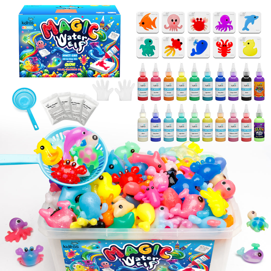 Kiditos Magic Water Elf Kit, Sea Creatures Pearl Mix, 20 Colors (MWET-20NS)