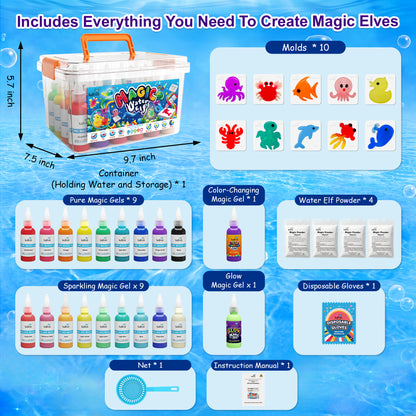 Kiditos Magic Water Elf Kit, Sea Creatures Pearl Mix, 20 Colors (MWET-20NS)