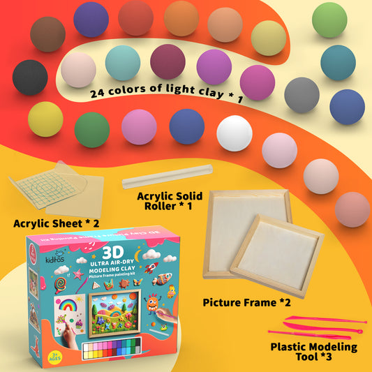 Kiditos Classic 3D Ultra Light Air-Dry Modeling Clay Picture Frame Painting Kit (MC-CLASSIC)