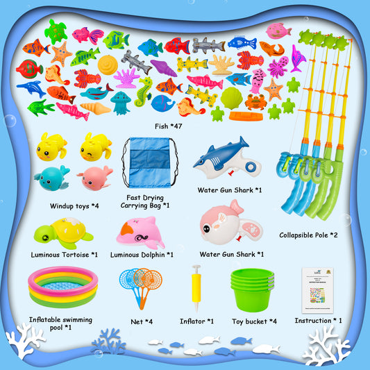 Kiditos 70 PCS Magnetic Fishing Toys Game Set (FG-70)