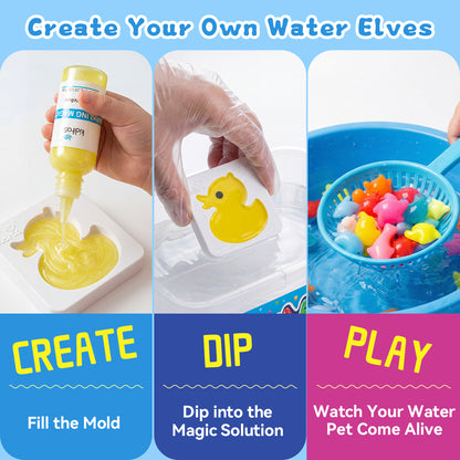 Kiditos Magic Water Elf Kit, Animals Deluxe, 25 Colors