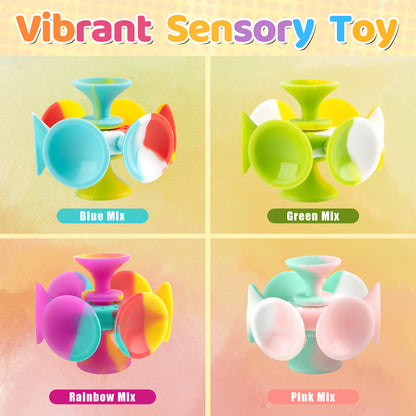 Kiditos Super Sensory Fidget Toys, Suction Cup Fidget Spinner, 4 Pack