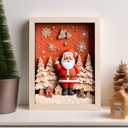 Kiditos Christmas 3D Ultra Light Air-Dry Modeling Clay Picture Frame Painting Kit (MC-Christmas))