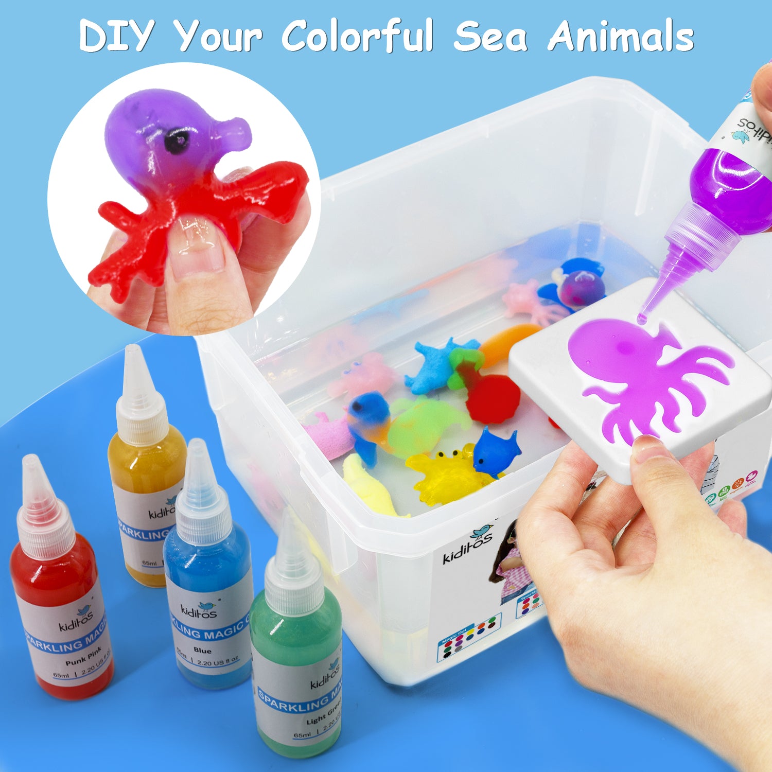 Coclux Magic Water Spirit Bead Playset with Box, Jelly Marine Animal,  Sensory Box Set, 14 Colors and 12Model Sets for Children Over 3 Years Old  Non-Toxic Sensory DIY PlaySet: Buy Online at