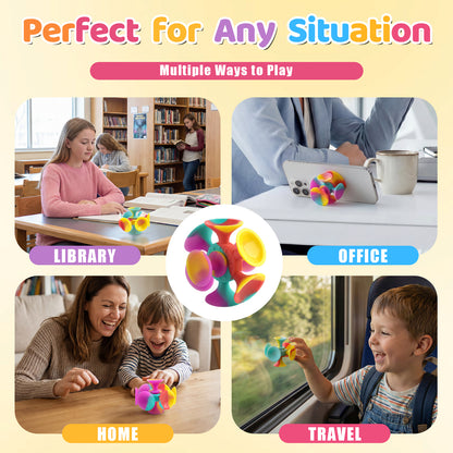 Kiditos Super Sensory Fidget Toys, Suction Cup Fidget Spinner, 4 Pack