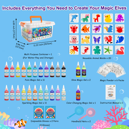 Kiditos Magic Water Elf Kit, Animals Deluxe, 25 Colors