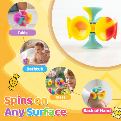 Kiditos Super Sensory Fidget Toys, Suction Cup Fidget Spinner, 4 Pack