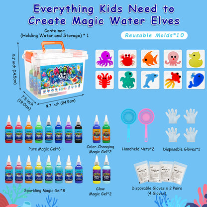 Kiditos Magic Water Elf Kit, Sea Creatures Deluxe, 20 Colors