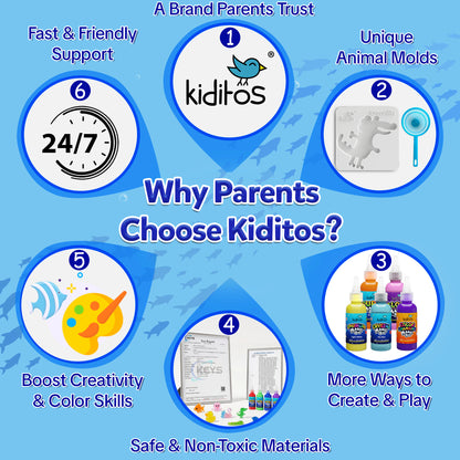 Kiditos Magic Water Elf Kit, Glitter Edition, 8 Colors