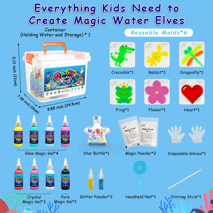 Kiditos Magic Water Elf Kit, Glitter Edition, 8 Colors