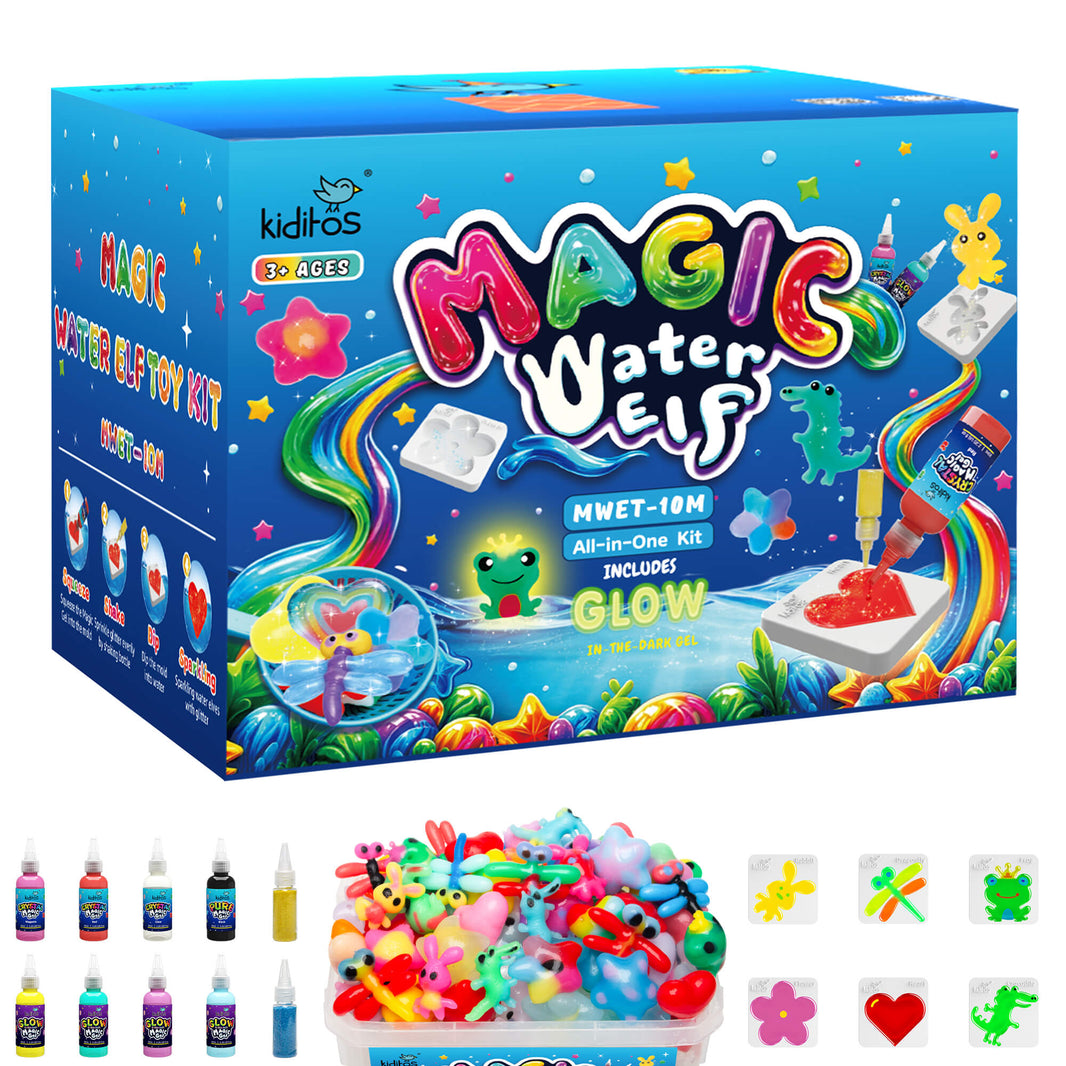 Kiditos Magic Water Elf Kit, Glitter Edition, 8 Colors (MWET-10M)