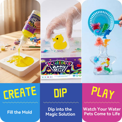 Kiditos Magic Water Elf Kit, Glow-in-the-Dark Edition, 8 Colors (MWET-8TG)