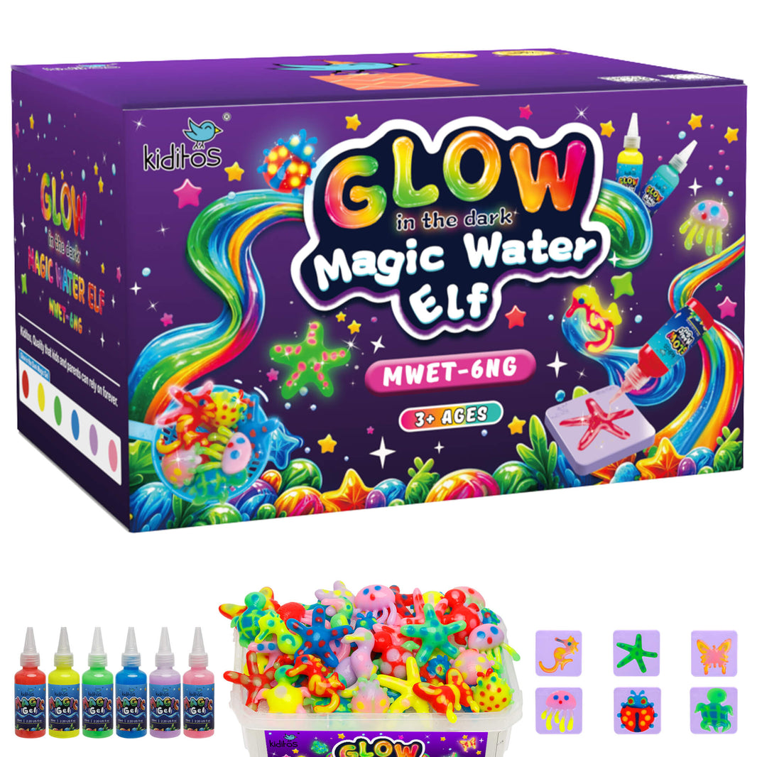 Kiditos Magic Water Elf Kit, Glow-in-the-Dark Mini, 6 Colors (MWET-6NG)