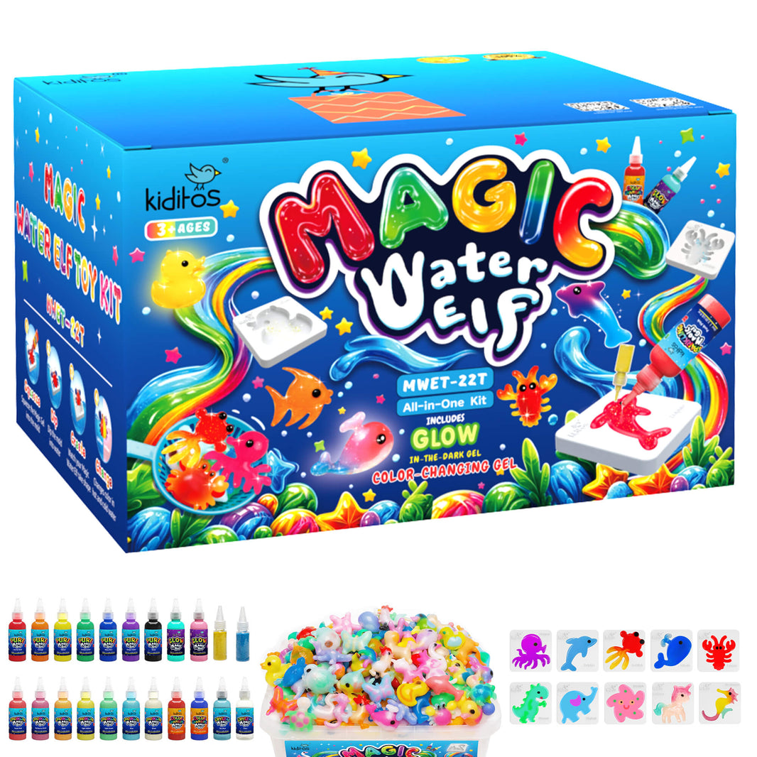 Kiditos Magic Water Elf Kit, Sea Creatures Glitter, 20 Colors
