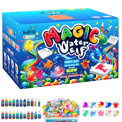 Kiditos Magic Water Elf Kit, Sea Creatures Glitter, 20 Colors