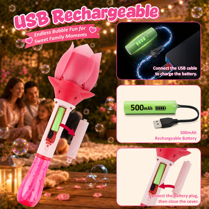 Kiditos Flower Bubble Machine with Lights & Music