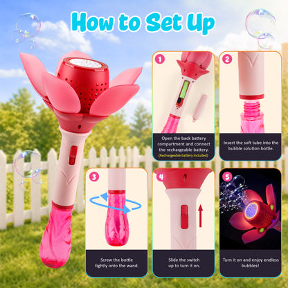 Kiditos Flower Bubble Machine with Lights & Music