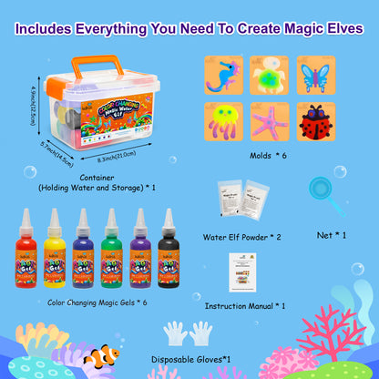 Kiditos Magic Water Elf Kit, Color-Changing Mini, 6 Colors