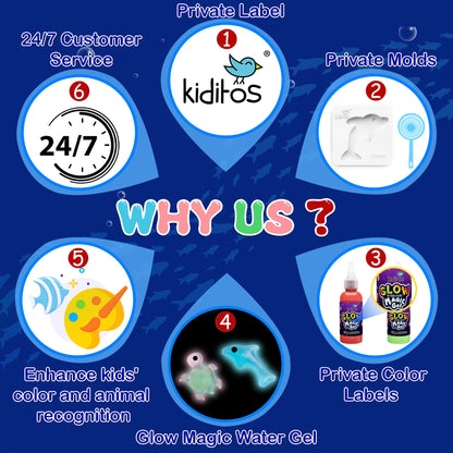Kiditos Magic Water Elf Kit, Glow-in-the-Dark Edition, 8 Colors