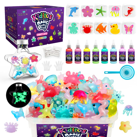 Kiditos Magic Water Elf Kit, Glow-in-the-Dark Edition, 8 Colors