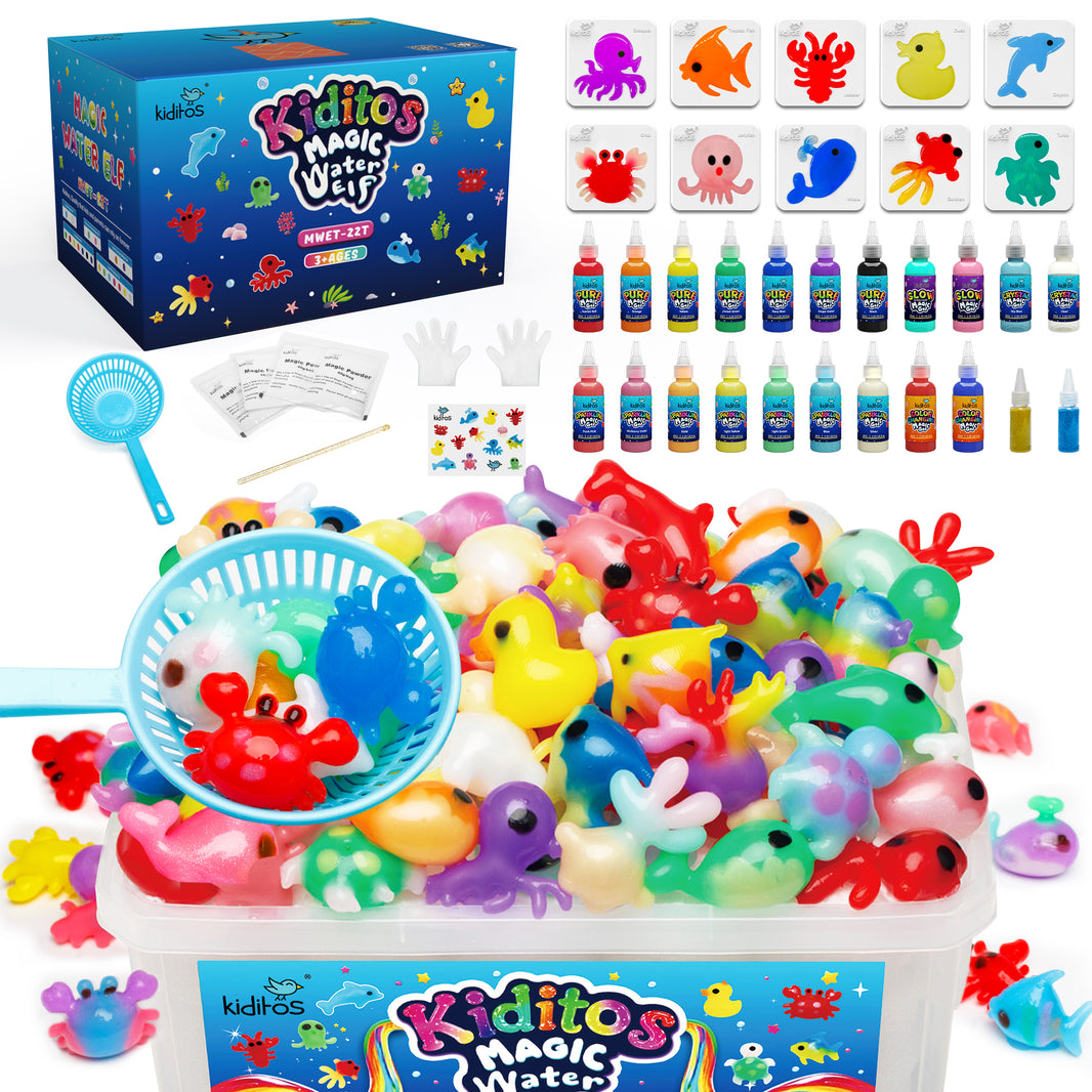 Kiditos Magic Water Elf Kit, Sea Creatures Glitter, 20 Colors