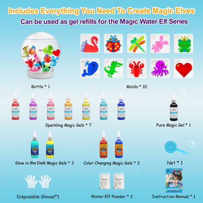 Kiditos Magic Water Elf Kit, Sea Creatures Starter, 12 Colors