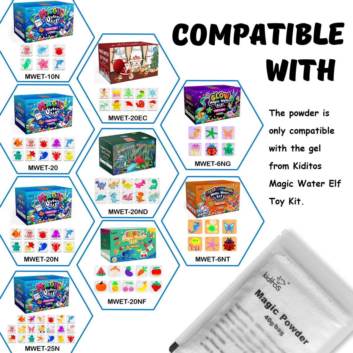 Kiditos Magic Water Elf Powder Refill Pack, 5 Packs