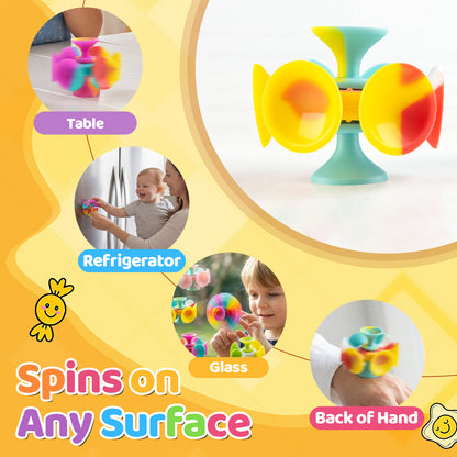 Kiditos Super Sensory Fidget Toys, Suction Cup Fidget Spinner, 4 Pack
