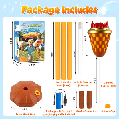 Kiditos Torch Bubble Machine with Lights & Music