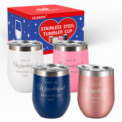 Stainless Steel Wine Tumbler 4 Pack
