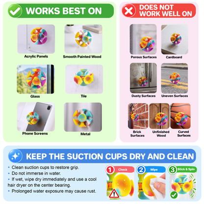 Kiditos Super Sensory Fidget Toys, Suction Cup Fidget Spinner, 4 Pack