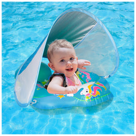Baby Blue Large Swimming Pool Float with Removable UPF 50+ UV Sun Protection Canopy